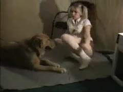 A gorgeous Russian adolescent of legal age loves having her brown dog plow her.